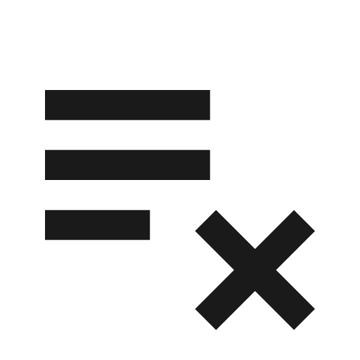 Playlist remove icon, solid style, from Material Symbols