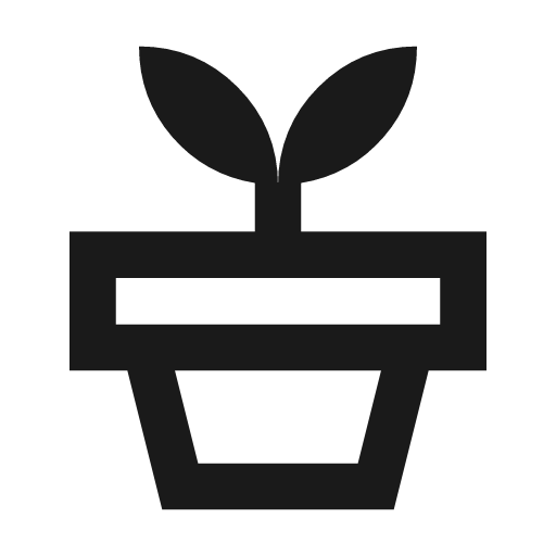 Potted plant outline sharp icon, sharp-cornered style, from Material Symbols