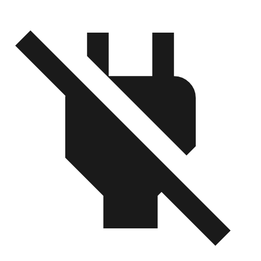 Power plug off icon, solid style, from Material Symbols
