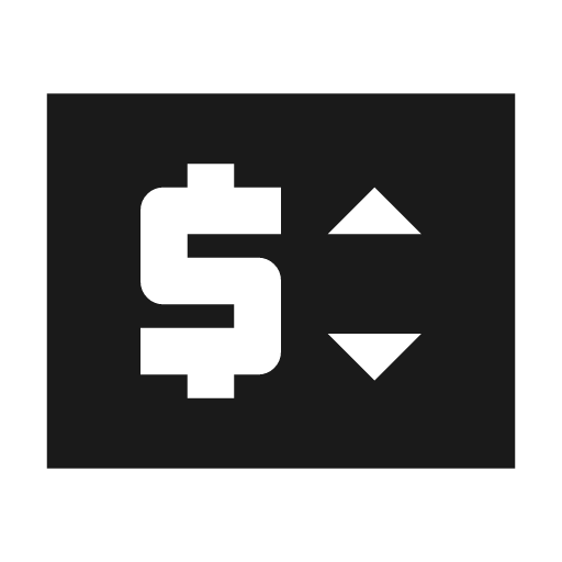 Price change icon, solid style, from Material Symbols