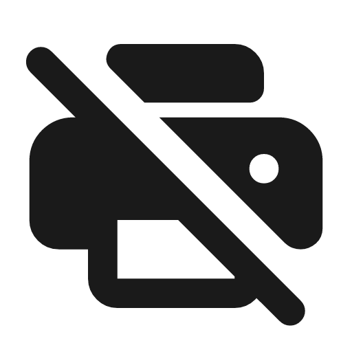 Print disabled rounded icon, rounded style, from Material Symbols