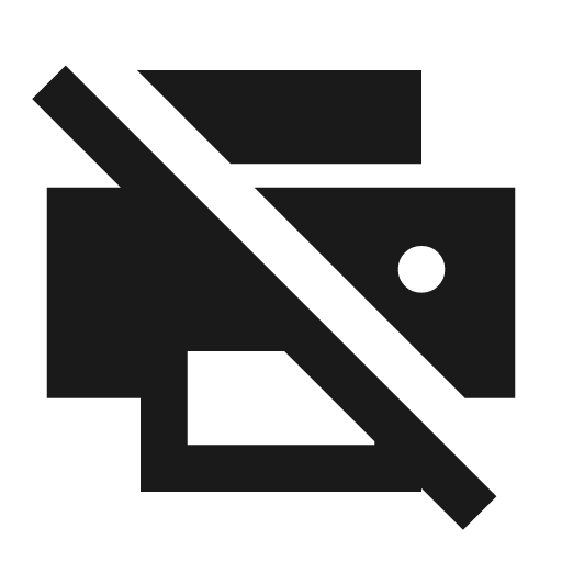 Print disabled sharp icon, sharp-cornered style, from Material Symbols