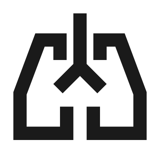 Pulmonology outline sharp icon, sharp-cornered style, from Material Symbols