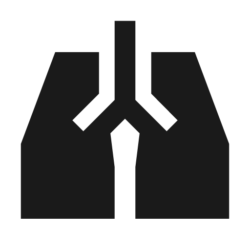 Pulmonology sharp icon, sharp-cornered style, from Material Symbols