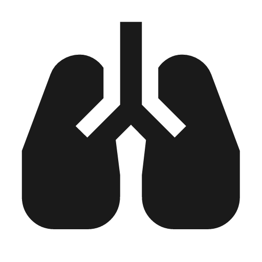 Pulmonology icon, solid style, from Material Symbols