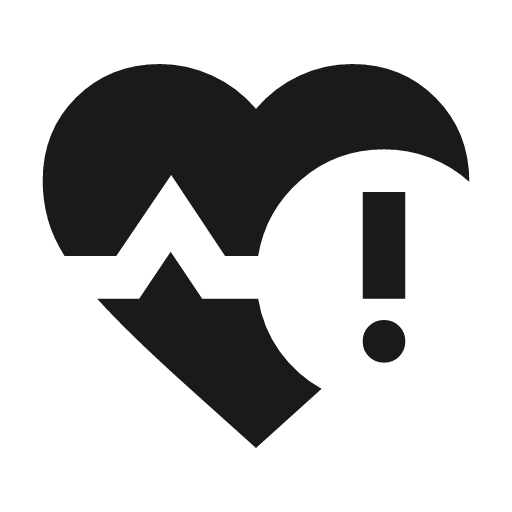 Pulse alert sharp icon, sharp-cornered style, from Material Symbols