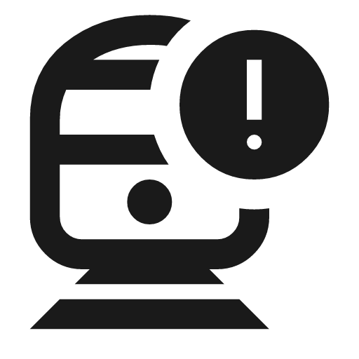 Railway alert 2 outline icon, outline style, from Material Symbols