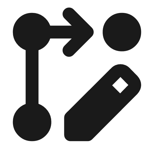 Rebase edit rounded icon, rounded style, from Material Symbols