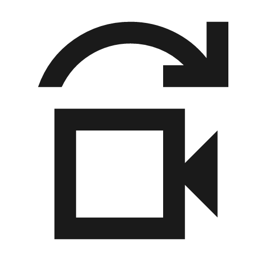 Replace video outline sharp icon, sharp-cornered style, from Material Symbols