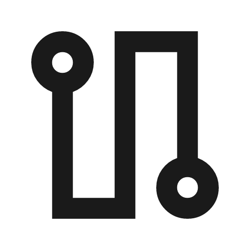 Route outline sharp icon, sharp-cornered style, from Material Symbols