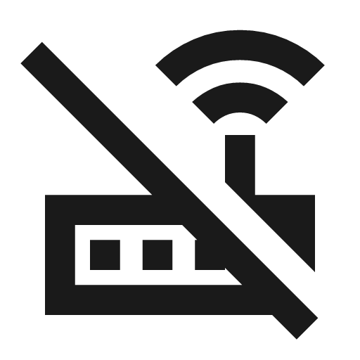 Router off outline sharp icon, sharp-cornered style, from Material Symbols