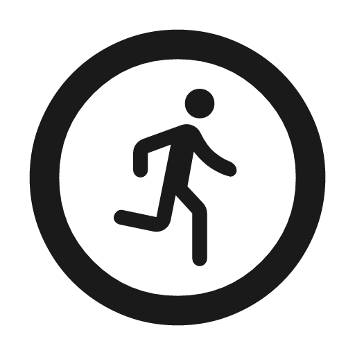 Run circle rounded icon, rounded style, from Material Symbols