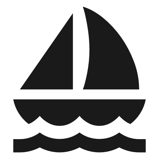 Sailing icon, solid style, from Material Symbols