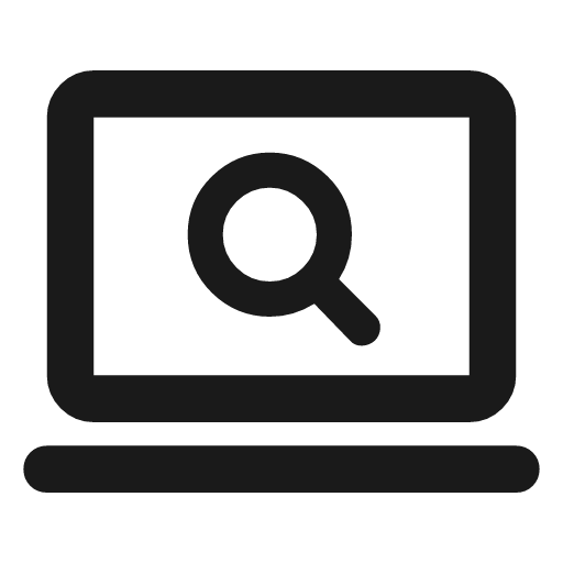 Screen search desktop outline rounded icon, rounded style, from Material Symbols