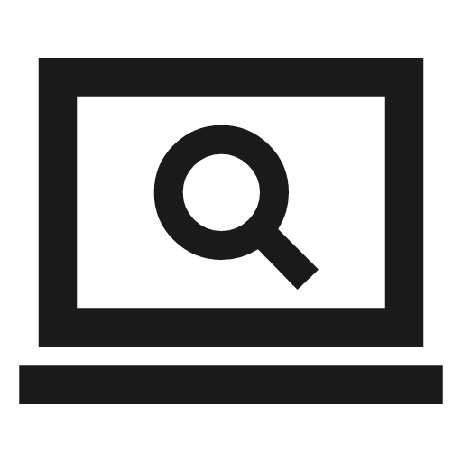 Screen search desktop outline sharp icon, sharp-cornered style, from Material Symbols