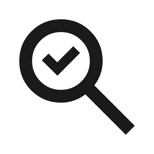 Search check icon, solid style, from Material Symbols