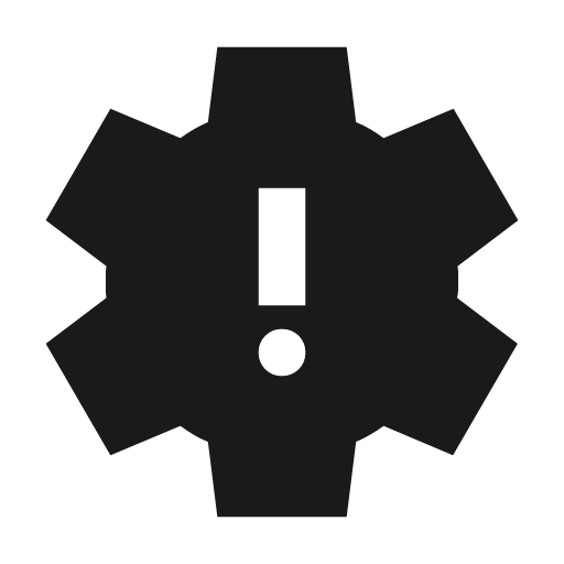 Settings alert icon, solid style, from Material Symbols