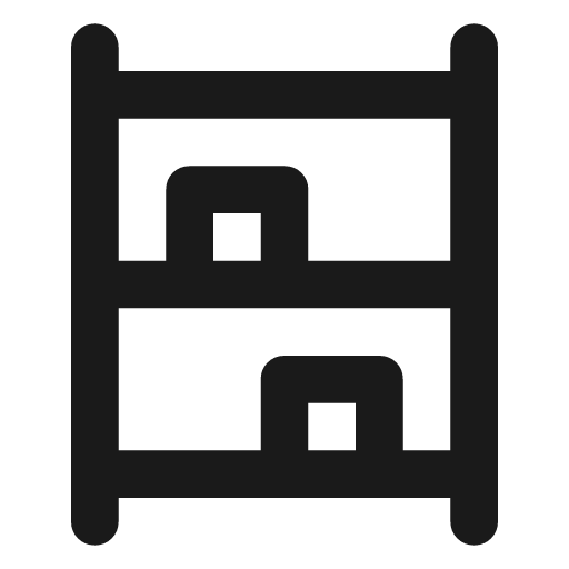 Shelves outline rounded icon, rounded style, from Material Symbols