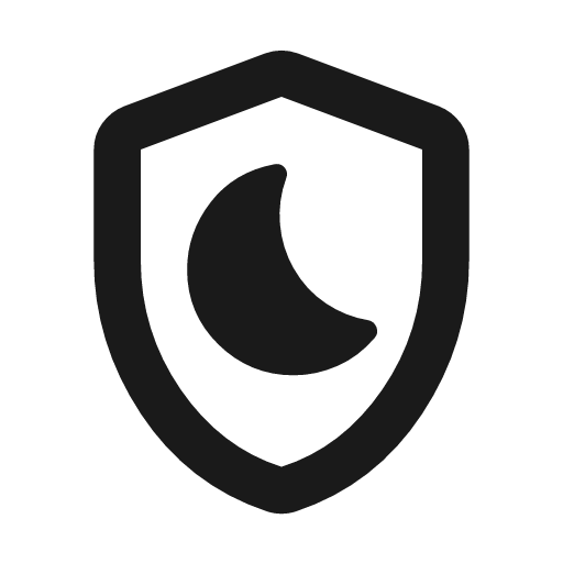 Shield moon outline rounded icon, rounded style, from Material Symbols