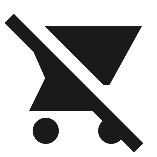 Shopping cart off sharp icon, sharp-cornered style, from Material Symbols