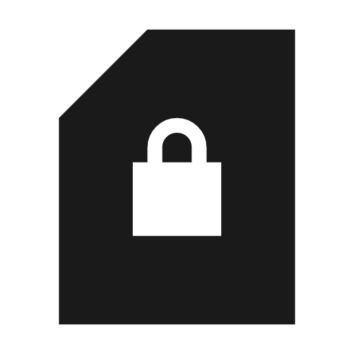 Sim card lock sharp icon, sharp-cornered style, from Material Symbols