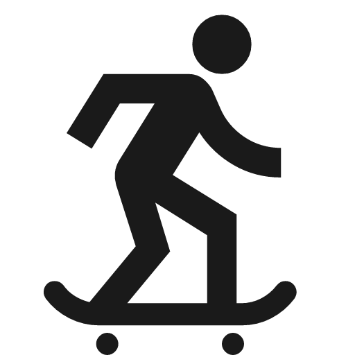 Skateboarding icon, solid style, from Material Symbols