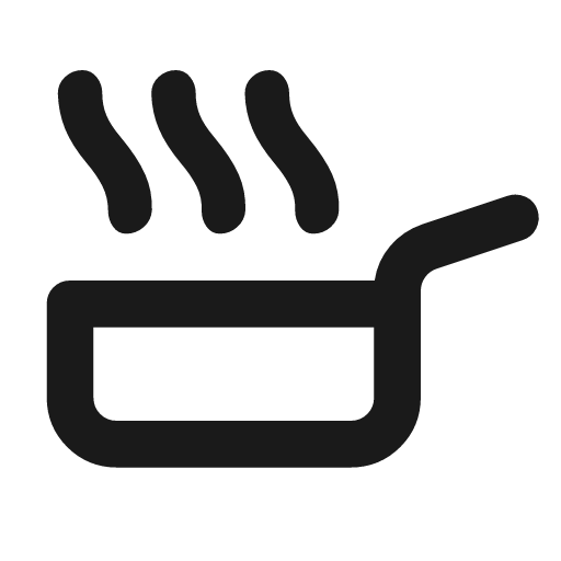 Skillet outline rounded icon, rounded style, from Material Symbols