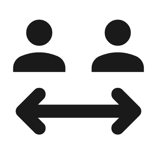 Social distance rounded icon, rounded style, from Material Symbols
