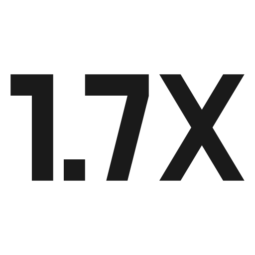 Speed 1 7x sharp icon, sharp-cornered style, from Material Symbols