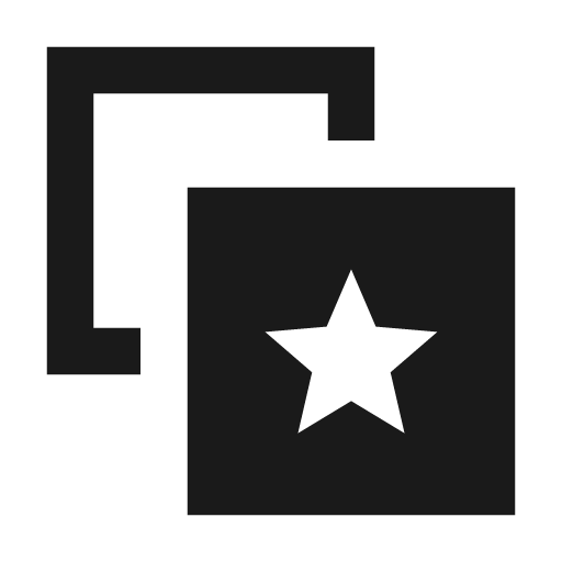 Stack star sharp icon, sharp-cornered style, from Material Symbols