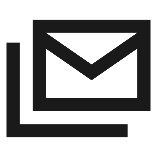 Stacked email outline sharp icon, sharp-cornered style, from Material Symbols