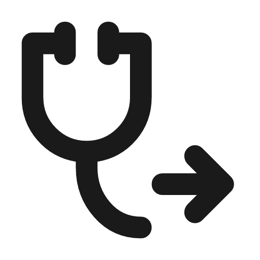 Stethoscope arrow rounded icon, rounded style, from Material Symbols