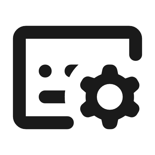Subtitles gear outline rounded icon, rounded style, from Material Symbols
