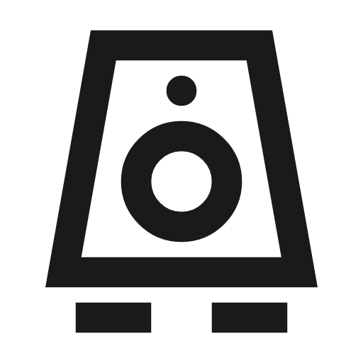 Subwoofer outline sharp icon, sharp-cornered style, from Material Symbols