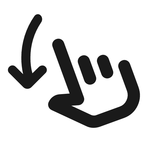 Swipe down outline rounded icon, rounded style, from Material Symbols