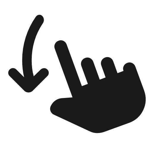 Swipe down rounded icon, rounded style, from Material Symbols