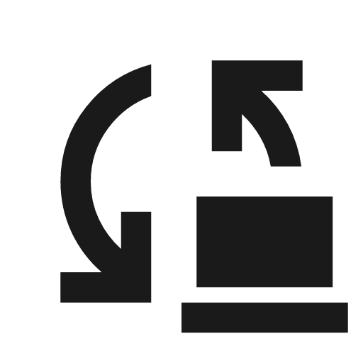 Sync desktop sharp icon, sharp-cornered style, from Material Symbols