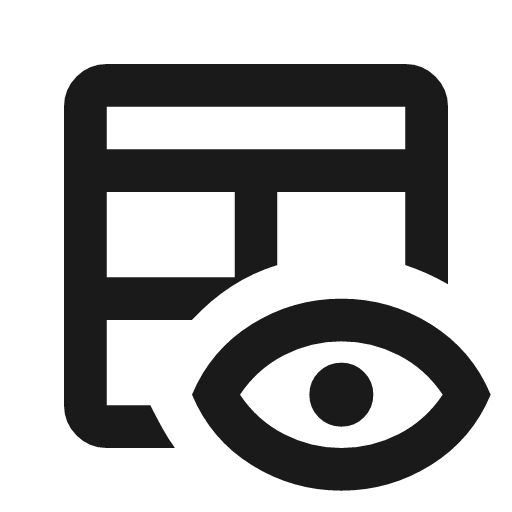 Table eye outline icon, outline style, from Material Symbols