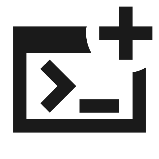 Terminal add sharp icon, sharp-cornered style, from Material Symbols