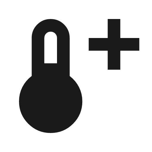 Thermometer add icon, solid style, from Material Symbols