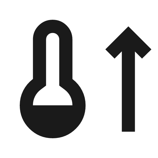Thermostat arrow up icon, solid style, from Material Symbols