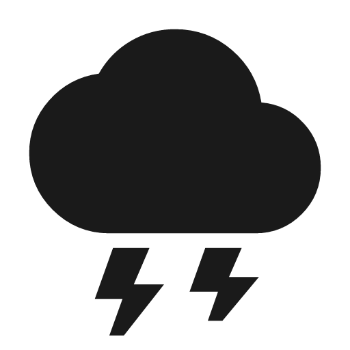 Thunderstorm icon, solid style, from Material Symbols
