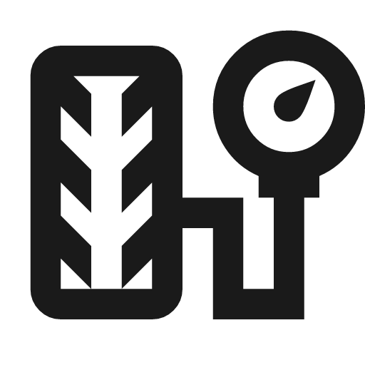 Tire repair outline sharp icon, sharp-cornered style, from Material Symbols