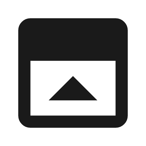 Top panel close icon, solid style, from Material Symbols