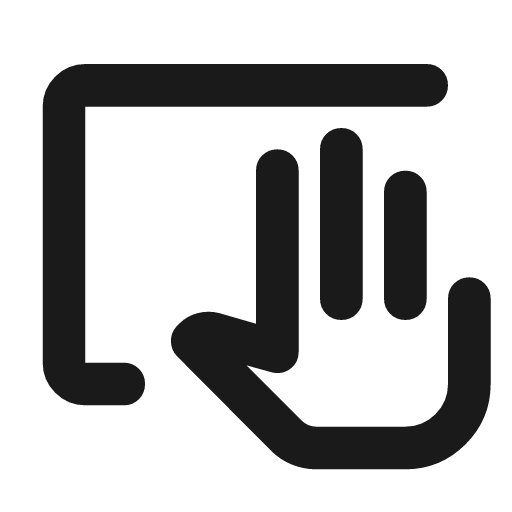 Trackpad input 3 outline rounded icon, rounded style, from Material Symbols