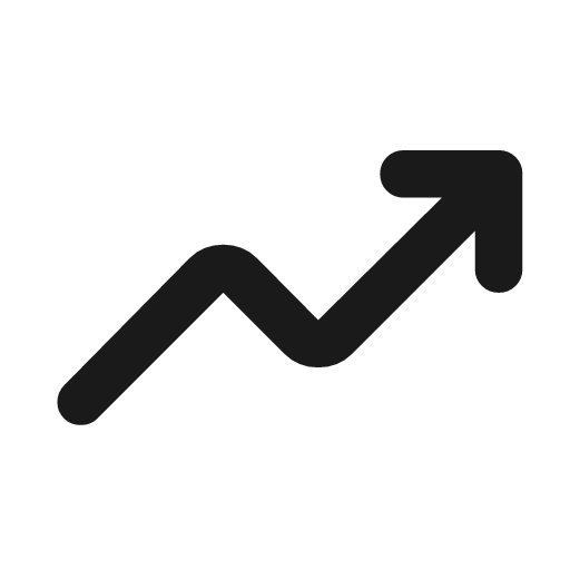 Trending up rounded icon, rounded style, from Material Symbols