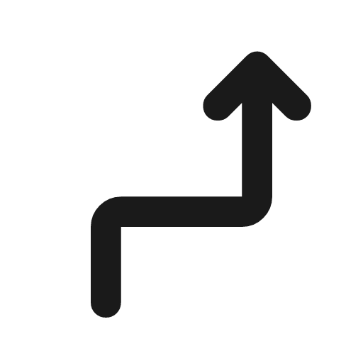 Turn sharp right rounded icon, rounded style, from Material Symbols