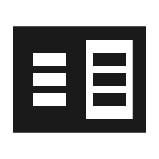 Two pager sharp icon, sharp-cornered style, from Material Symbols