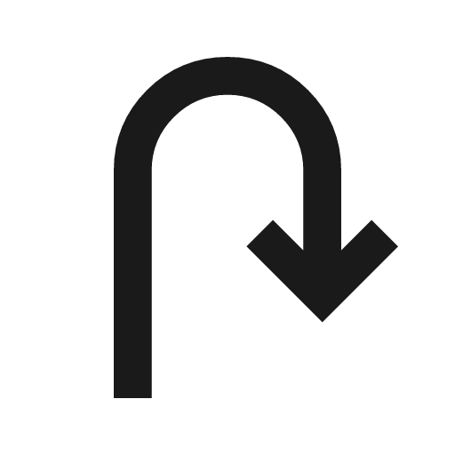 U turn right icon, solid style, from Material Symbols