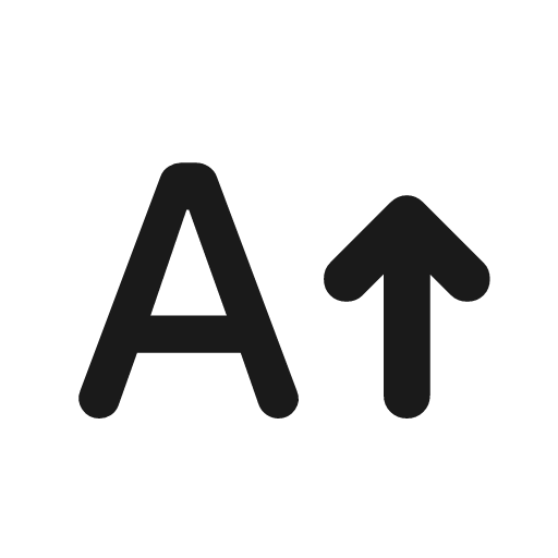 Uppercase rounded icon, rounded style, from Material Symbols